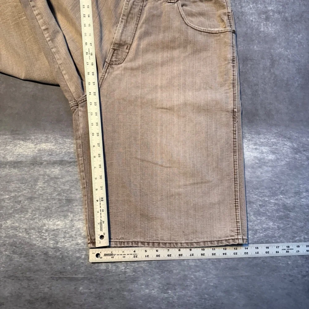 Y2K Mens Brown Denim Baggy Jean Shorts Size 40 Skater Hip Hop Cotton
